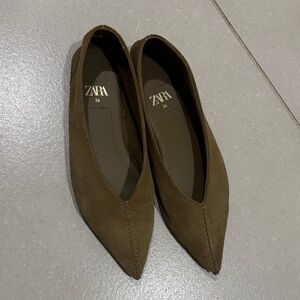 Zara Brown Pointed Flats